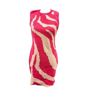 Hot Pink Zebra Print Sleeveless Knit Mini Dress Women's XL